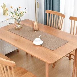 Farmhouse Rustic Table Runner Khaki Faux Linen Double Layer Table Runners Thick Reversible Short Table Runner 36 inches for Kitchen Dining Dresser Coffee Table Holiday Banquet Party 13x36 Inch