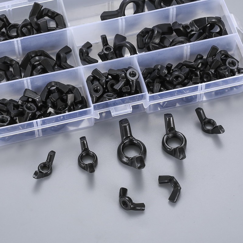 100 Pcs Wing Nuts Assortment Kit, carbon steel Wingnuts, Butterfly