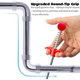 SHUOGUO Upgraded Drain Snake, 61 inch plumbing snake，Sink Snake Drain Clog Remover for Sewer Kitchen Bathroom