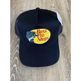 Bass Pro Shops Hat Logo Mesh Fishing Hunting Trucker Cap Snapback BLACK