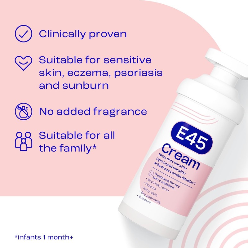 E45 Eucalyptus Scented Cream, 500g - Whole Body Moisturizer for
