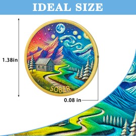 AA Sobriety Coins - Starry Sky Recovery Token Medallions with Serenity Prayer Alcoholics Anonymous Chips Gifts of Sober for Women Men