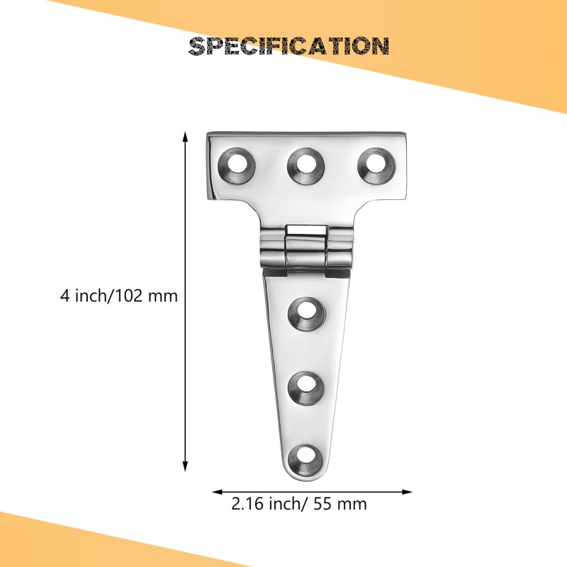 Heavy Duty Marine Boat T Hinges 316 Stainless Steel, 4