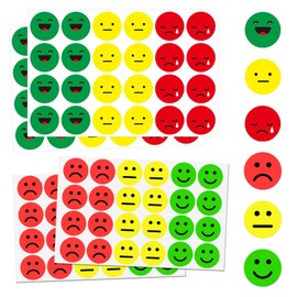 SHUOHONG Pack of 2400 25 mm Smiley Stickers, Smiley Stickers, Smi Emotion Stickers, Red Yellow and Green Stickers, Reward Stickers for Presentation Cards, Presentation Case, Reward Stickers