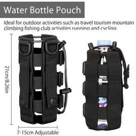 2 x tactical bottle holder, military water bottle bag, adjustable width from 7-15 cm, water bottle bag, drawstring water bottle holder for camping, hiking, outdoor sports