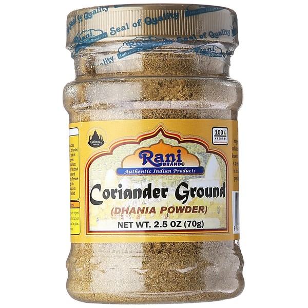 Rani Coriander Ground Powder (Indian Dhania) Spice 2.5oz (70g) PET Jar ~ All Natural, Salt-Free | Vegan | No Colors | Gluten Free Ingredients | NON-GMO | Indian Origin