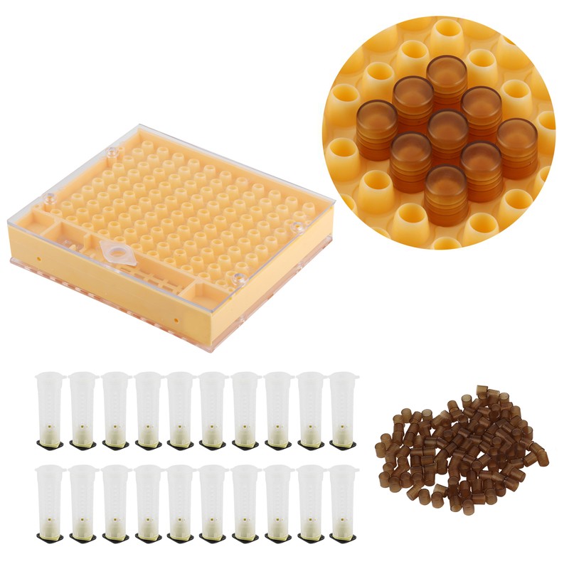 Queen Bee Rearing Box Cage Plastic Breeding Cell Cup Kit
