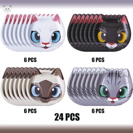 KARAQY 24 Pcs Cat Party Plates - Cat Shaped Dinner Plates, Cat Party Disposable Plates, Cat Themed Party Tableware for Birthday, Baby Shower, Kitten Theme Party Supplies