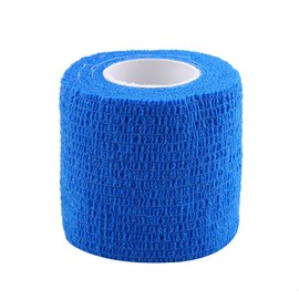 5 Rolls Self Adhesive Bandage, First Aid Waterproof Self-Adherent Wrap Rainbow Colors Tapes (Blue)