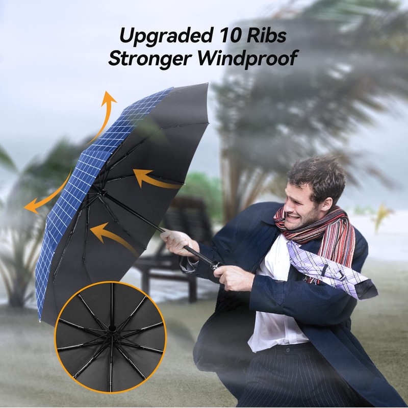 TechRise Umbrella Pocket Umbrella Storm Resistant Large -10 Ribs Windproof