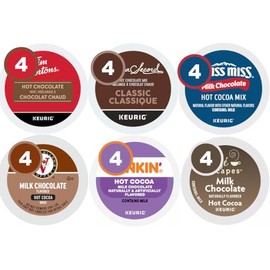 Hot Chocolate K-Cups for Keurig Variety Pack Sampler. All the Top Cocoa In One Box. 24 Count