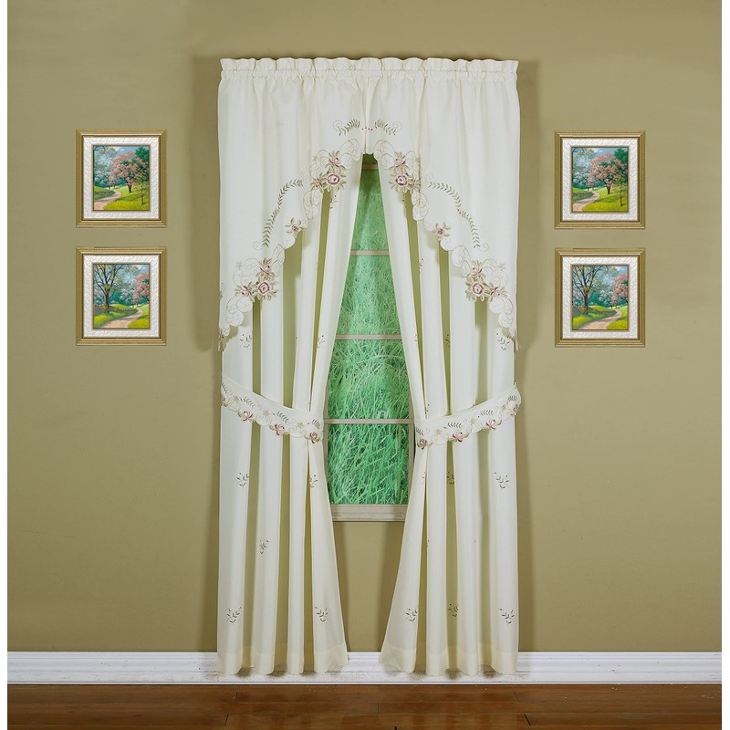 Today's Curtain Verona Reverse Embroidery Panel Pair and Tiebacks, 63",