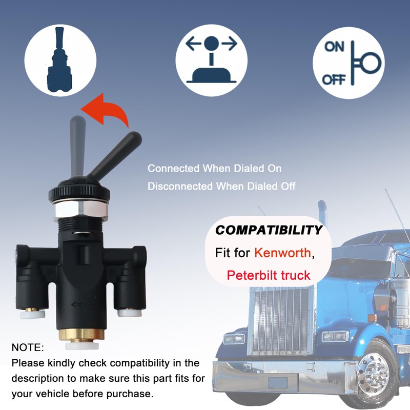818-0007-000 Air Window Toggle Valve Switch 1/4 Compatible with Peterbilt