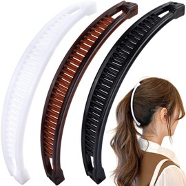 Mxxipp 6pcs Banana Hair Clips for Women, Non-Slip Large Hair Claw Clips, Classic Double Combs Hair Accessories for Thick Thin Fine Straight Curly Long Short Hair- White & Black & Coffee