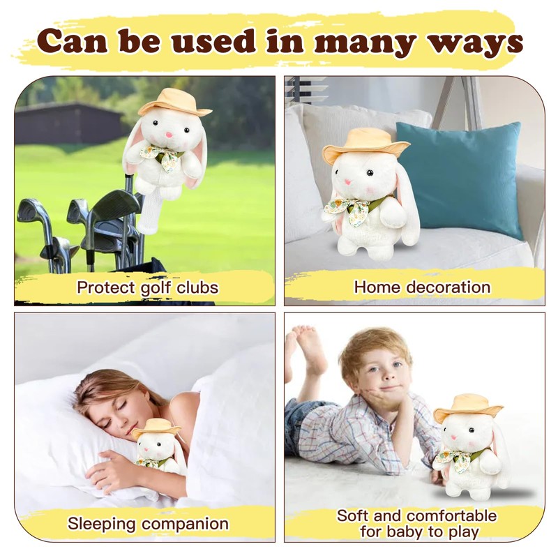 Funny Pudding White Rabbit Golf Headcover, Animals Plush Golf Club
