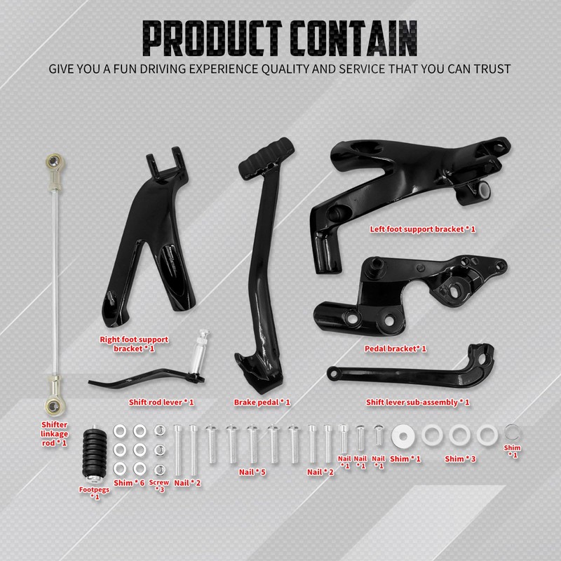 cooideamoto Forward Controls Pegs Kit Complete Levers Linkage Fit For