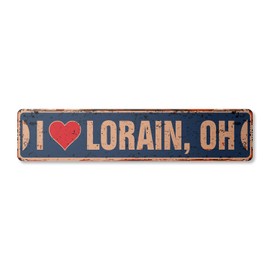 I Love Lorain Ohio Vintage Plastic Street Sign oh City State us Wall Road décor Gift | Indoor/Outdoor | 18" Wide