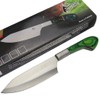 TheBoneEdge 11" Chef Kitchen Knife Green Packawood Handle Stainless Steel