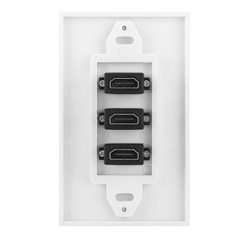 Bewinner 3-Port HDMI Wall Plate with Adapter, ABS Wall Mount