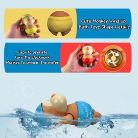 Saurawan 3pcs Monkey Wind Up Bath Toys, Baby Pool Toys, Bath Toys for Toddlers 3-5, Cute Backstroke Monkey Toys are a Great Choice for Children's Birthdays, Christmas and Easter