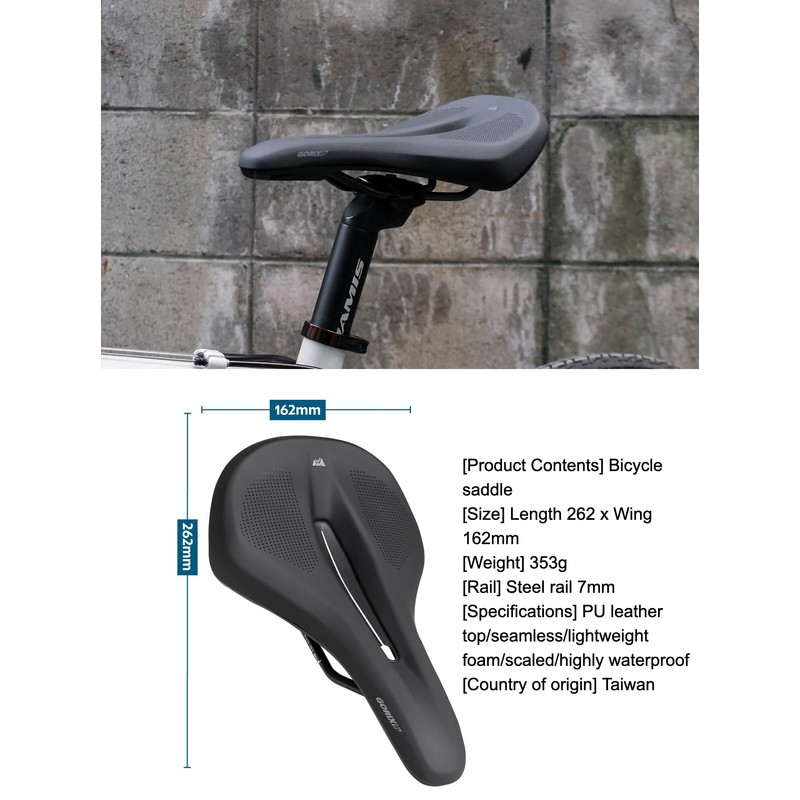 GORIX Bike Saddle Seat Wide Hole Shock Absorption Waterproof Soft