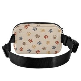 Bauchtasche für Herren und Damen, bunte Hundepfoten-Druck, Gürteltasche für Hundespaziergänge, Laufen, Radfahren, Wandern, Reisen, Workout mit verstellbarem Riemen, A80, Packtasche