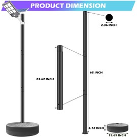 Yuccaliao Outdoor Light Pole with Fillable Base – Heavy Duty Freestanding Post for Garden or Street Lighting – Water/Sand Weighted, Rustproof Metal, Easy Assembly (5.4 Ft & 65'')
