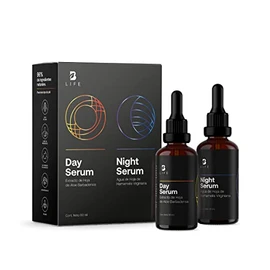 Kit de Sérum de Día y Noche para Rostro de 60 ml C/U con 96% de Ingredientes Naturales. Adicionado con Vitamina C y Ácido Hialurónico. Skincare Antiar