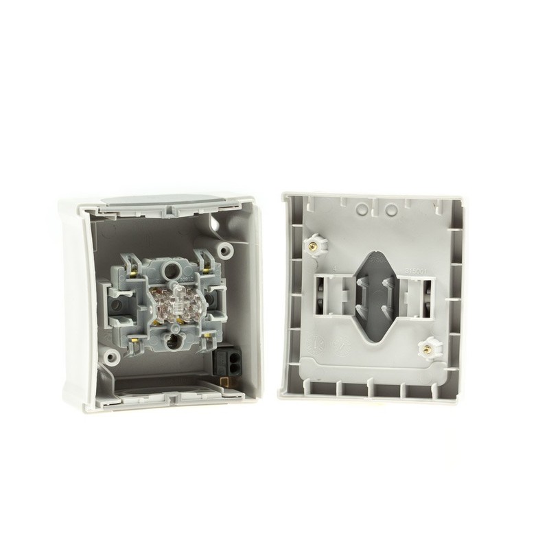 Aufputz Kreuzschalter Feuchtraum IP54, Modell Pacific, grau