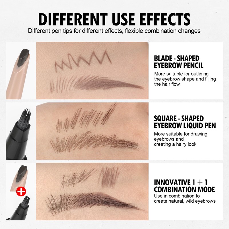 Anglicolor Microblading Eyebrow Pen Set 3-Minute Draw Natural Brows,Brow Fection