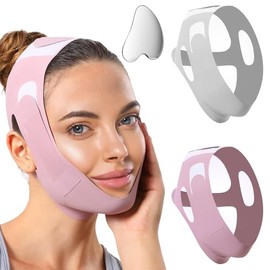 3 PCS Faja Papada, Lifting de Cara Correa, Correa Adelgazante Facial Reutilizable, Con Gua Sha Herramientas, Reafirmar y Remodelar el Rostro, Se Puede Utilizar en Cualquier Momento