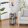 Narrow Side Table, End Table with 3 Tier Storage Shelves,
