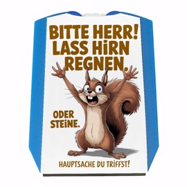 Desperate Squirrel Let Brain Rain Parking Disc Unique Design in Brown Tones on White Background Squirrel Motif Parking Disc