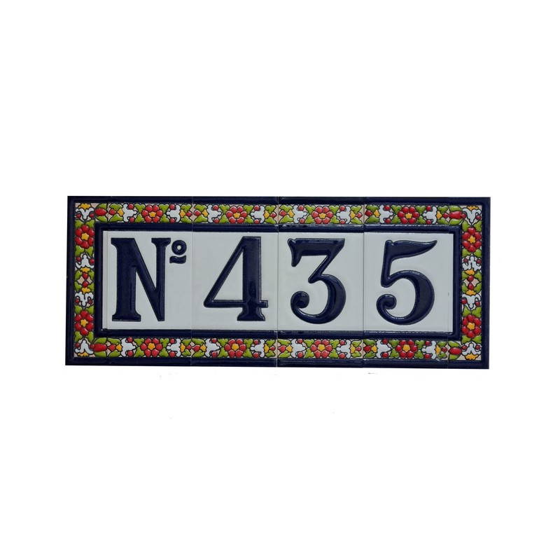 Spanish Floral Letter Frame Ceramic Tile Letter U