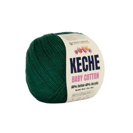 Keche Cotton Yarn, 60% Cotton 40% Acrylic Yarn, Soft Cotton Yarn for Crochet and Knitting, Amigurumi Yarn 1 Skein/Ball 1.76 Oz (50g) / 180 Yrds (165m) - Dark Green