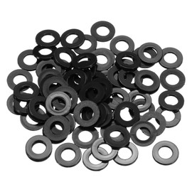 sourcing map 85Pcs M8 Nylon Flat Washers Plain Washer 8mm ID 16mm OD 1.5mm Thick Plastic Spacers for Screws Bolts Garden Faucet Plumbing Repair, Black