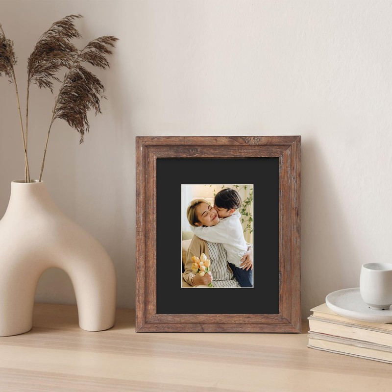 ZBEIVAN 8x10 Black Picture Mats with Core Bevel Cut Frame