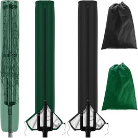 LATERN 2Pcs Rotary Washing Line Covers, 165CM x 16CM x 16CM Heavy Duty Waterproof Airer Cover with Anti-rust Zip & Drawstring Bag for Outdoor Clothes Airer Dryer, Garden Parasol (Black & Green)
