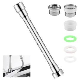 Kitchen Tap Extension, 30 cm/11.8 in Stainless Steel Extension Tap, with 3 Tap Adapters and Sealing Rings, Flexible Bendable Design, for Kitchens, Bathrooms, Toilets, Balconies