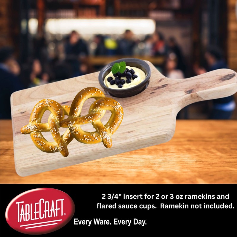 Tablecraft 79A Wood Bread Board with Ramekin Insert, 13-Inch