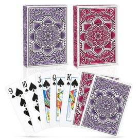Playing Cards, Decks of Cards,Playing Cards 2 Pack for Adults,Poker Size Standard Index,Poker Cards Professional,Bridge Playing Cards Set Bulk for Card Games(Purple/Pink)