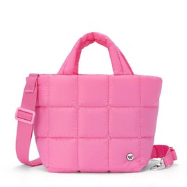 WESTBRONCO【Small】Women Puffer Tote Quilted Crossbody Bag Purse Bags Women Handbag with Adjustable Strap Gift For Mom Girl Springtok Durable Waterproof - Color: Flamingo Pink