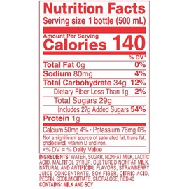 CALPICO Strawberry – Smooth, Creamy & Refreshing Non-Carbonated Beverage, Sweet and Tangy, Japanese Lactic Acid Drink, 16.9 Fl oz (Pack of 6)