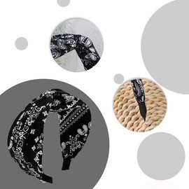 Black Bandana Headband Knotted Headbands for Women Girls Cross Knot Headband Boho Hairband Bandana Head Bands for Women's Hair Non Slip Twist Knot Headband floral Headbands Turban Knotted Headband
