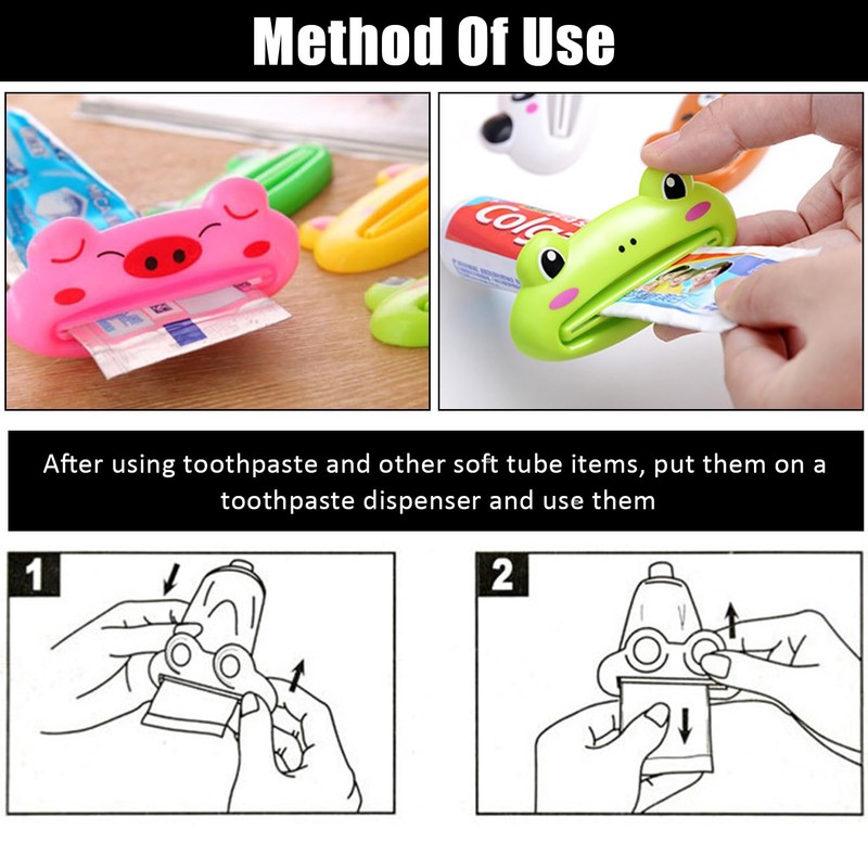 8 Pieces Animal Toothpaste Squeezer, Cartoon Toothpaste Squeezer, Plastic Toothpaste
