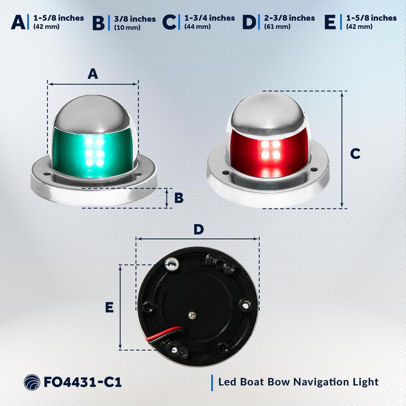 Five Oceans Boat Navigation Lights - LED Bow Light, Navigation