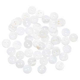 uxcell 50 Pcs Natural Shell Buttons, 2 Hole Mother of Pearl Buttons 10mm Sewing Buttons Sewing Craft Buttons for Shirt Sewing DIY Crafts Decoration, White