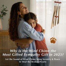 SoulThink Dog Memorial Gifts for Loss of Dog - Loving Pet Memorial Wind Chimes, Dog Bereavement Gifts with Memorial Poem Gift Cards for The Passing of Dogs and Cats (Sunset Gold)
