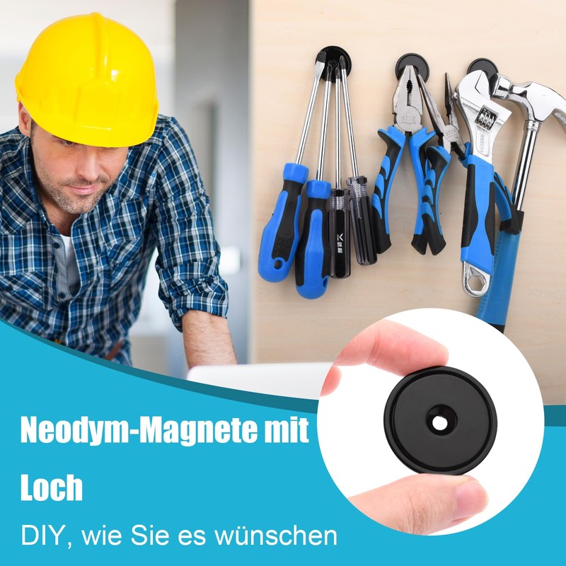 MIN CI Pack of 30 Black Magnets Strong 10 kg