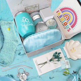 40th Birthday Gifts for Women, 40th Birthday Gifts for Her Happy Basket Gifts Ideas for 40 Year Old Women Hampers Pamper Born in 1985 Friends Mom Wife Sister Coworker